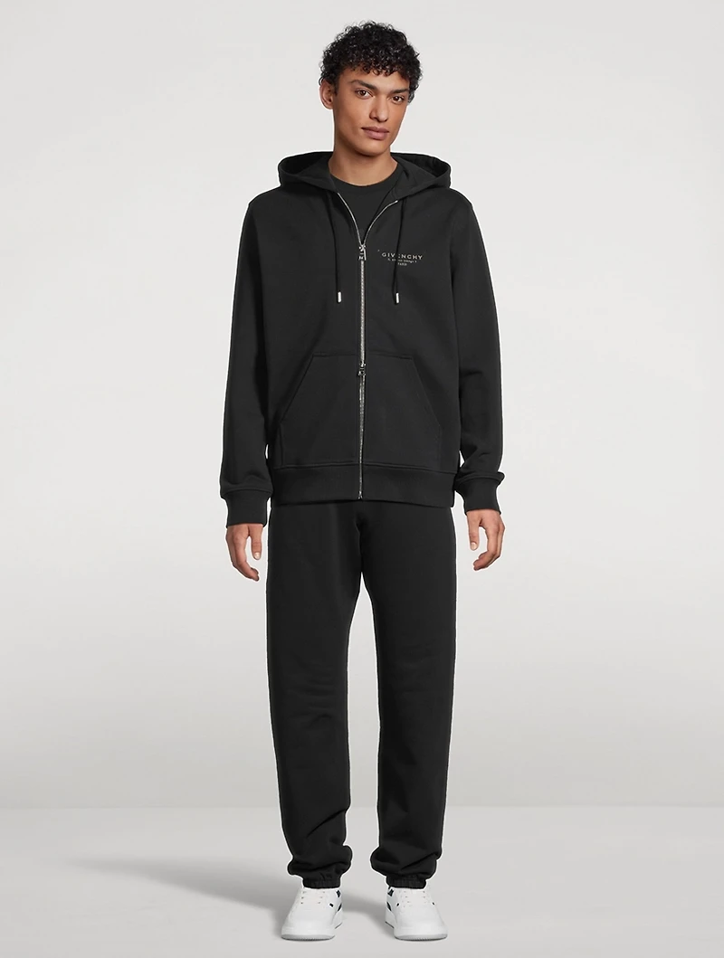 Cotton Zip Hoodie With Stamp