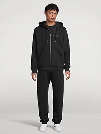 Cotton Zip Hoodie With Stamp
