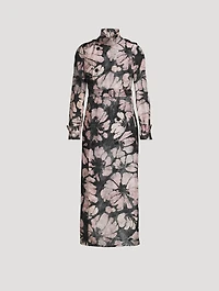 Rumley Silk Coat Suminagashi Flower Print