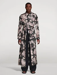 Rumley Silk Coat Suminagashi Flower Print