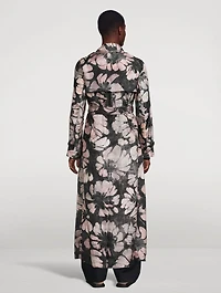 Rumley Silk Coat Suminagashi Flower Print