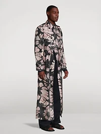 Rumley Silk Coat Suminagashi Flower Print