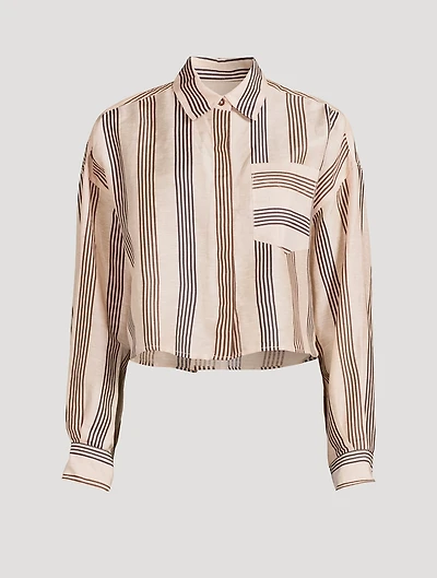 Beatrice Linen Silk Shirt Stripe Print
