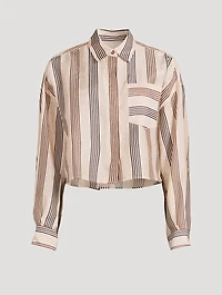 Beatrice Linen Silk Shirt Stripe Print