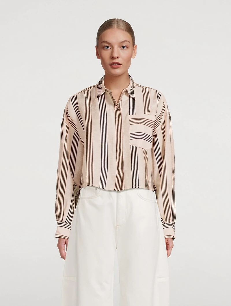 Beatrice Linen Silk Shirt Stripe Print