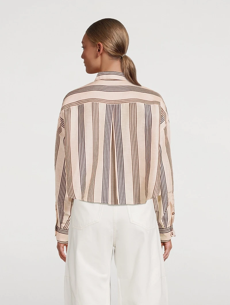 Beatrice Linen Silk Shirt Stripe Print