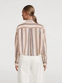 Beatrice Linen Silk Shirt Stripe Print