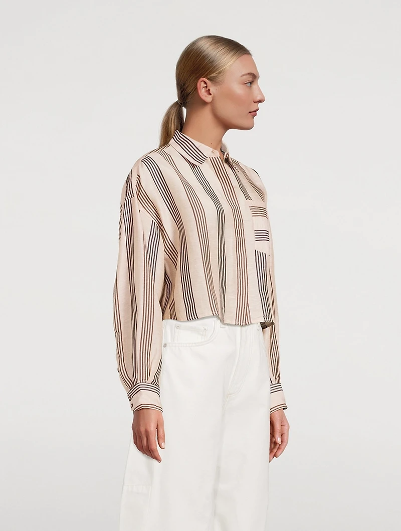 Beatrice Linen Silk Shirt Stripe Print