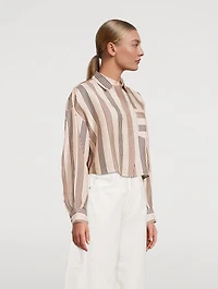 Beatrice Linen Silk Shirt Stripe Print