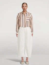 Beatrice Linen Silk Shirt Stripe Print