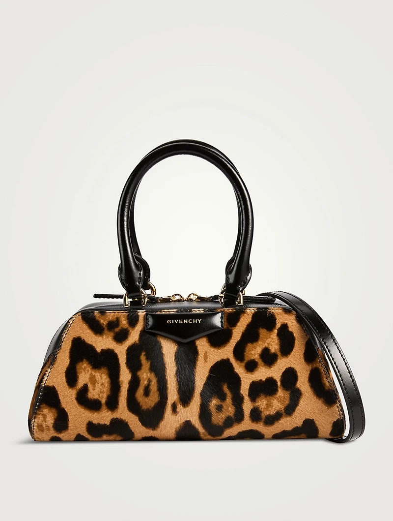 Mini Antigona Cube Calf Hair Bag In Leopard Print