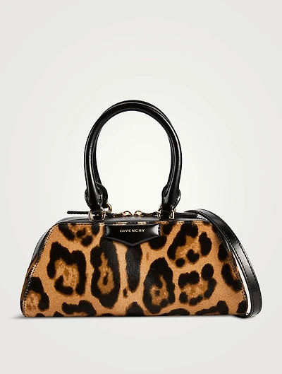 Mini Antigona Cube Calf Hair Bag In Leopard Print