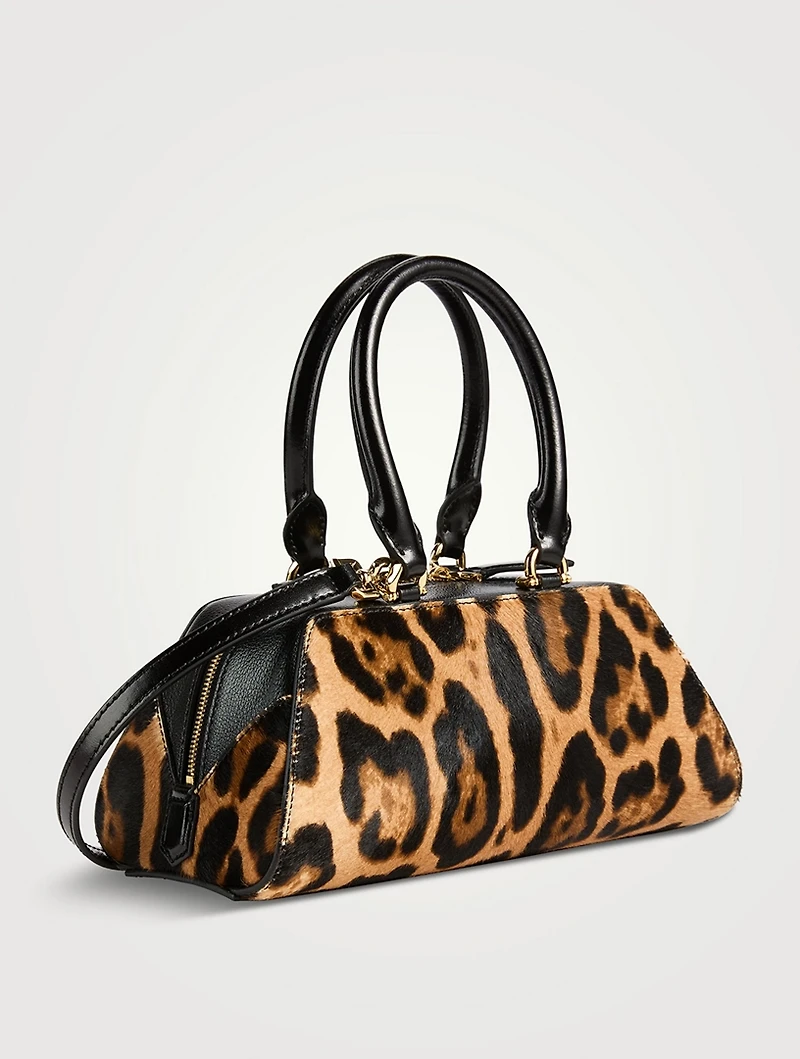 Mini Antigona Cube Calf Hair Bag In Leopard Print