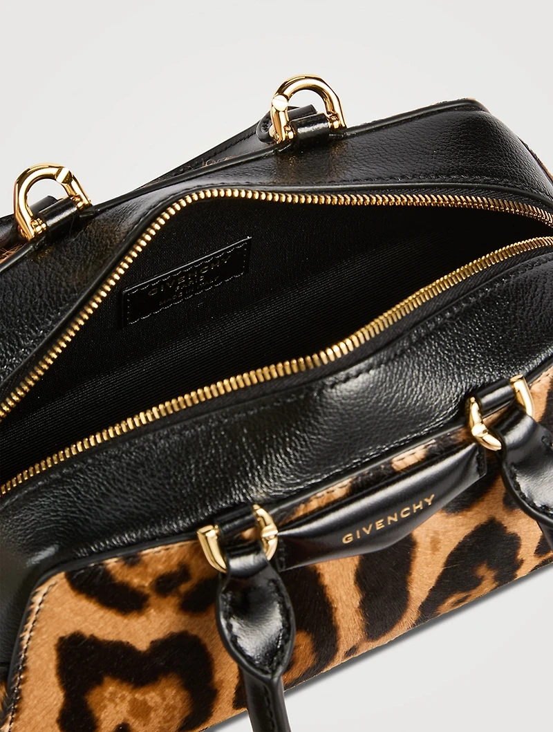 Mini Antigona Cube Calf Hair Bag In Leopard Print