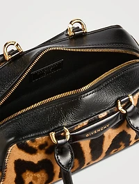 Mini Antigona Cube Calf Hair Bag In Leopard Print
