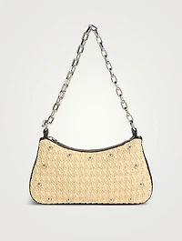 Mini T-Bar Studded Raffia Pouch