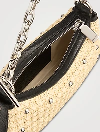 Mini T-Bar Studded Raffia Pouch