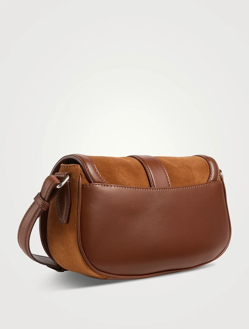 T-Bar Suede and Leather Crossbody Bag
