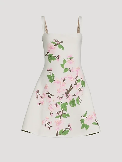 Cherry Blossom Jacquard Mini Dress