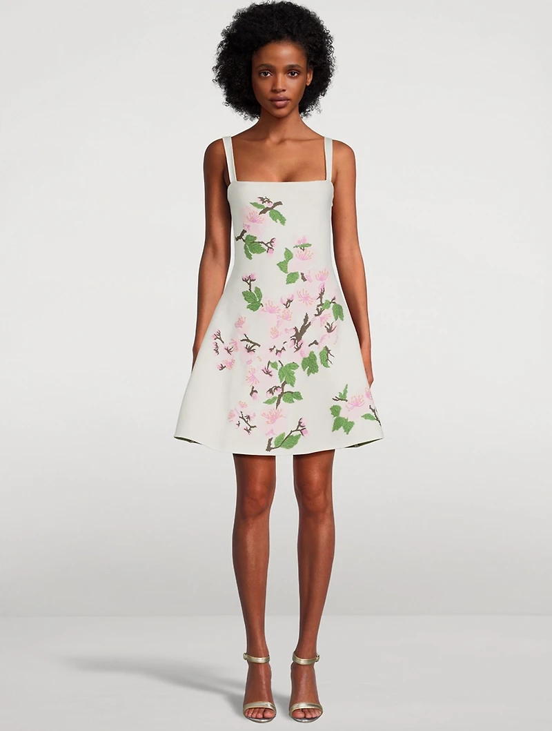 Cherry Blossom Jacquard Mini Dress