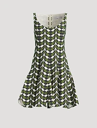 Stretch Wool Mini Dress Geometric Print