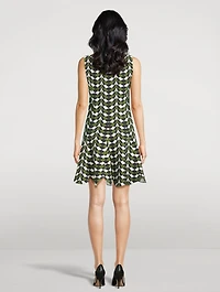 Stretch Wool Mini Dress Geometric Print