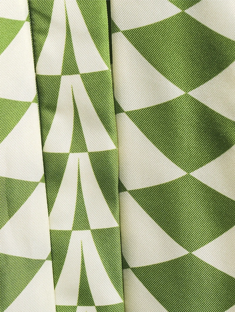 Silk Twill Shirt Dress Geometric Print