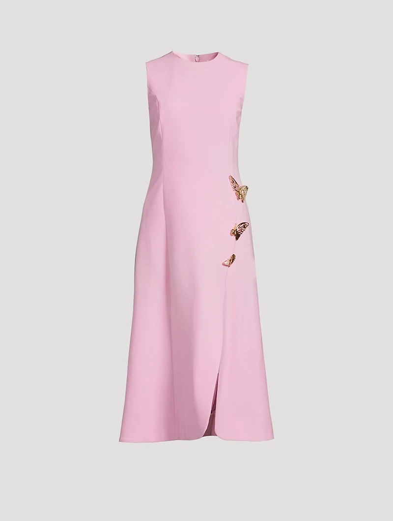 Butterfly-Embellished Midi Dress