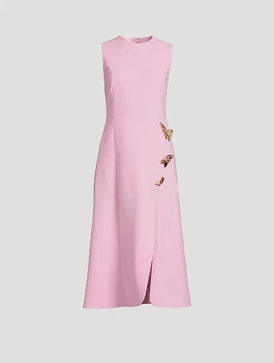 Butterfly-Embellished Midi Dress