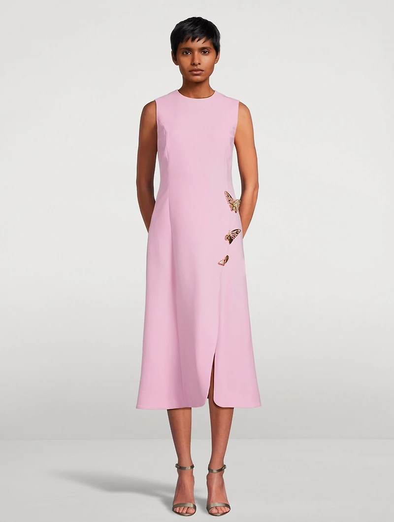 Butterfly-Embellished Midi Dress