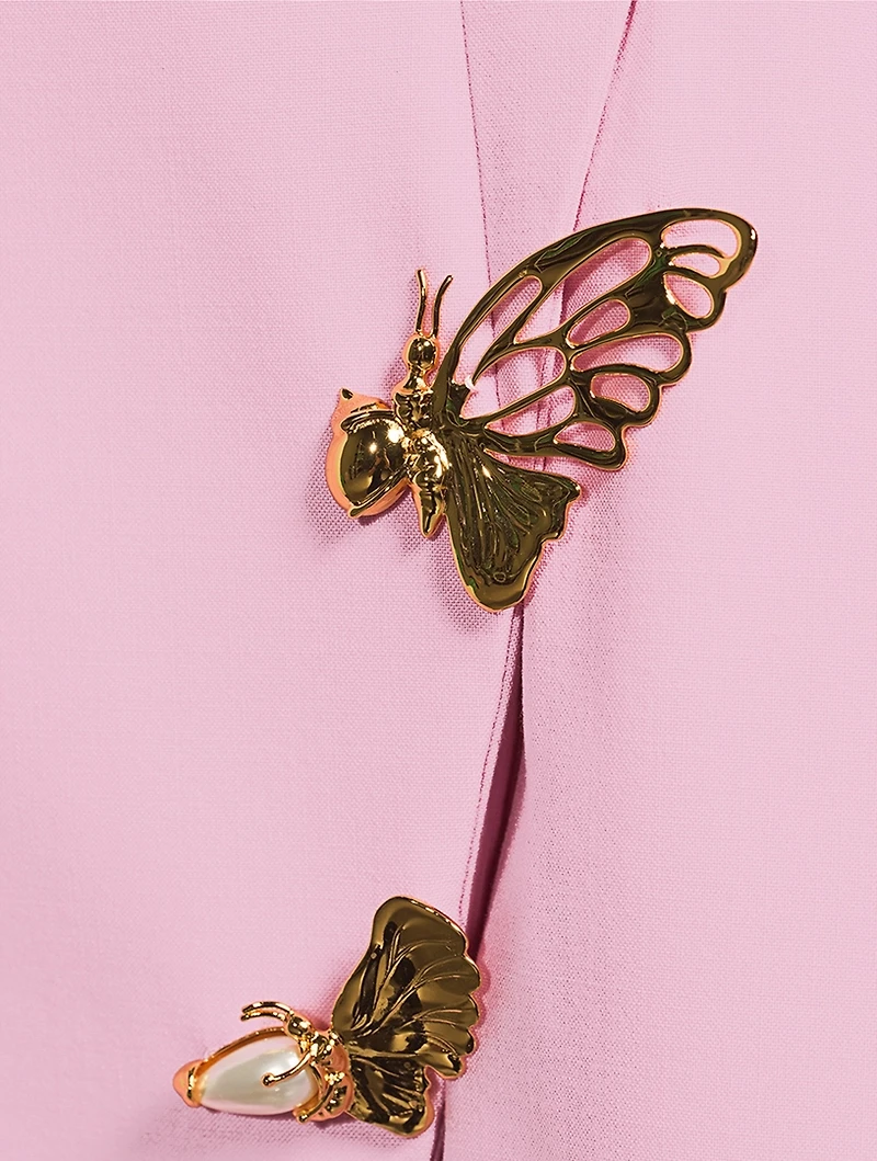 Butterfly-Embellished Midi Dress