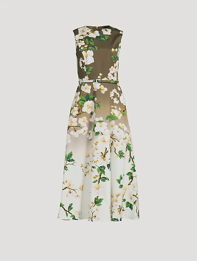 Ombré Midi Dress Cherry Blossom Print