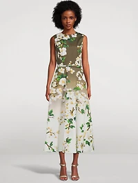 Ombré Midi Dress Cherry Blossom Print