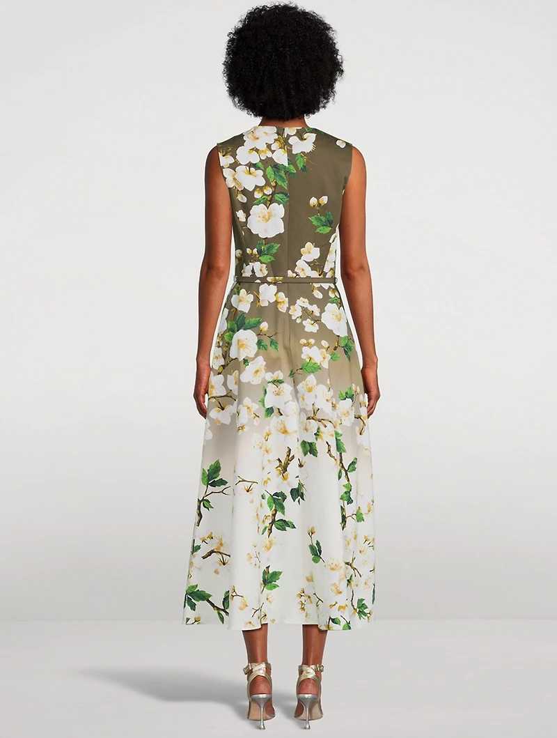 Ombré Midi Dress Cherry Blossom Print