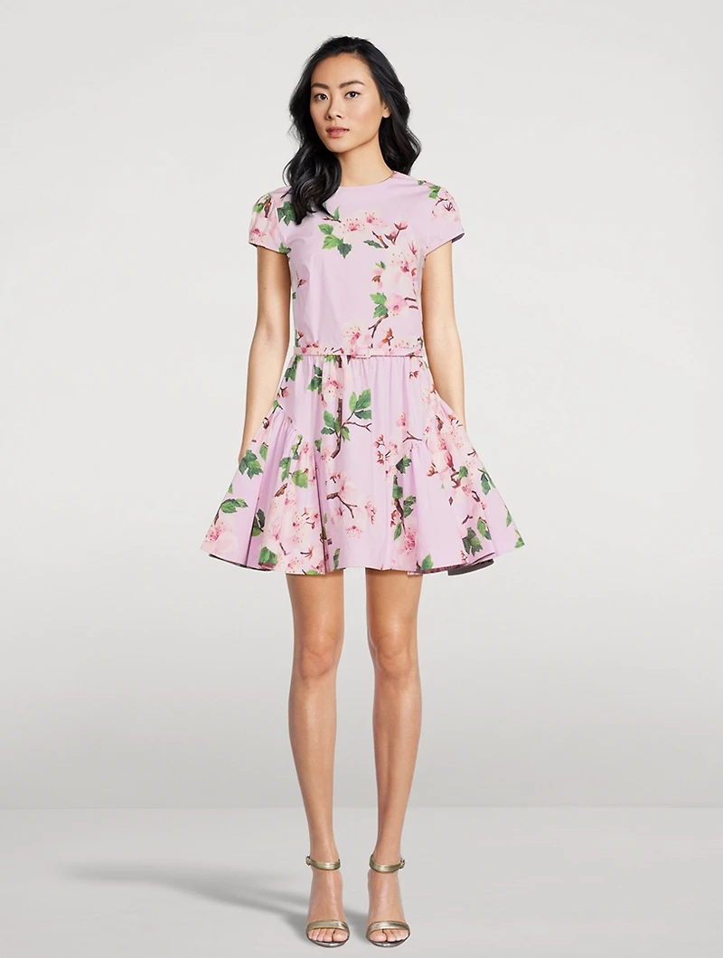 Poplin Mini Dress Cherry Blossom Print