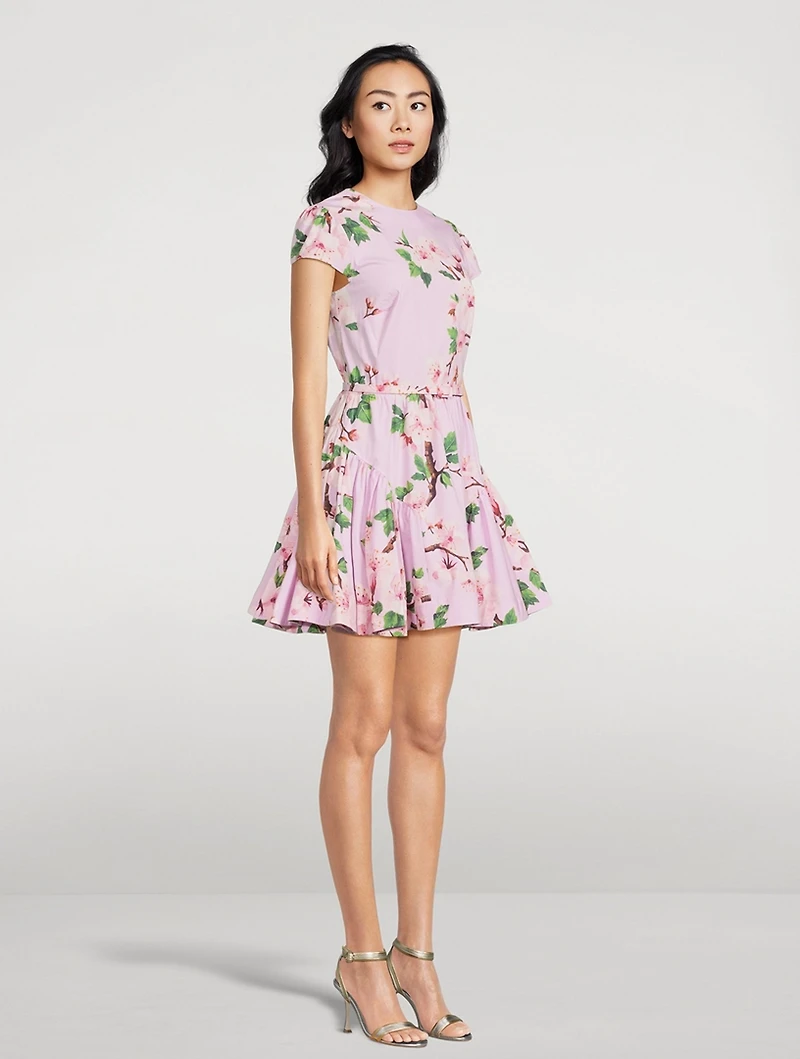 Poplin Mini Dress Cherry Blossom Print