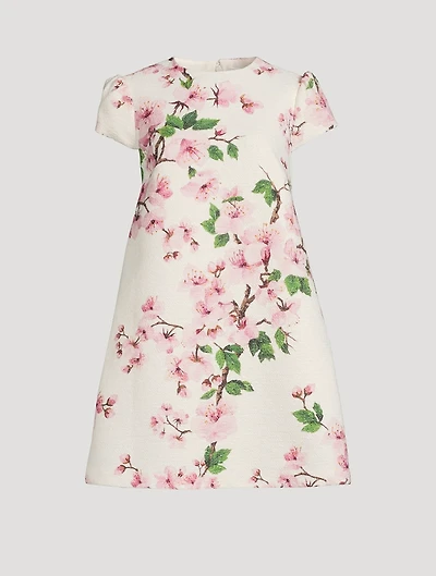 Tweed Shift Dress Cherry Blossom Print