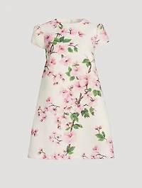 Tweed Shift Dress Cherry Blossom Print