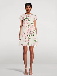 Tweed Shift Dress Cherry Blossom Print