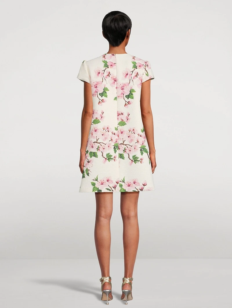 Tweed Shift Dress Cherry Blossom Print