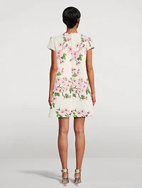Tweed Shift Dress Cherry Blossom Print
