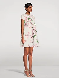Tweed Shift Dress Cherry Blossom Print