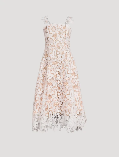 Cherry Guipure Lace Midi Dress