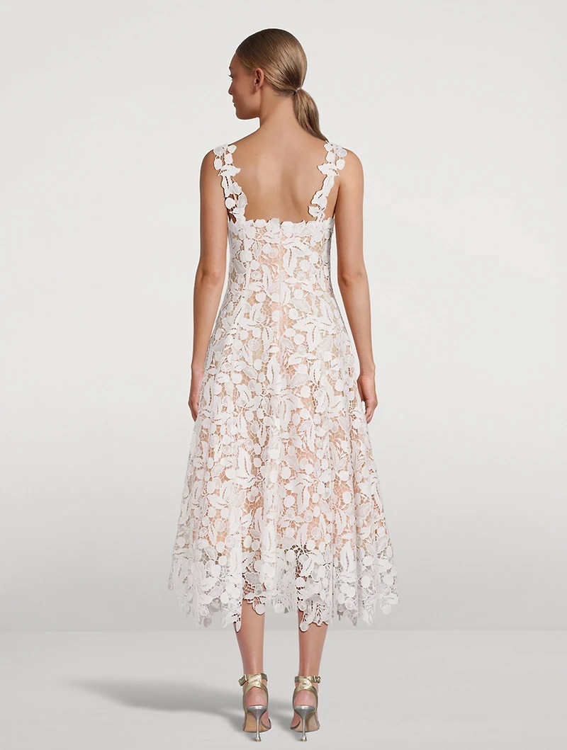 Cherry Guipure Lace Midi Dress
