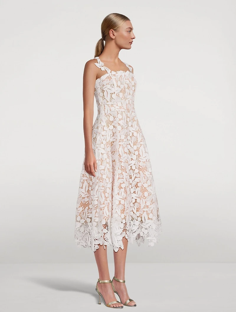 Cherry Guipure Lace Midi Dress