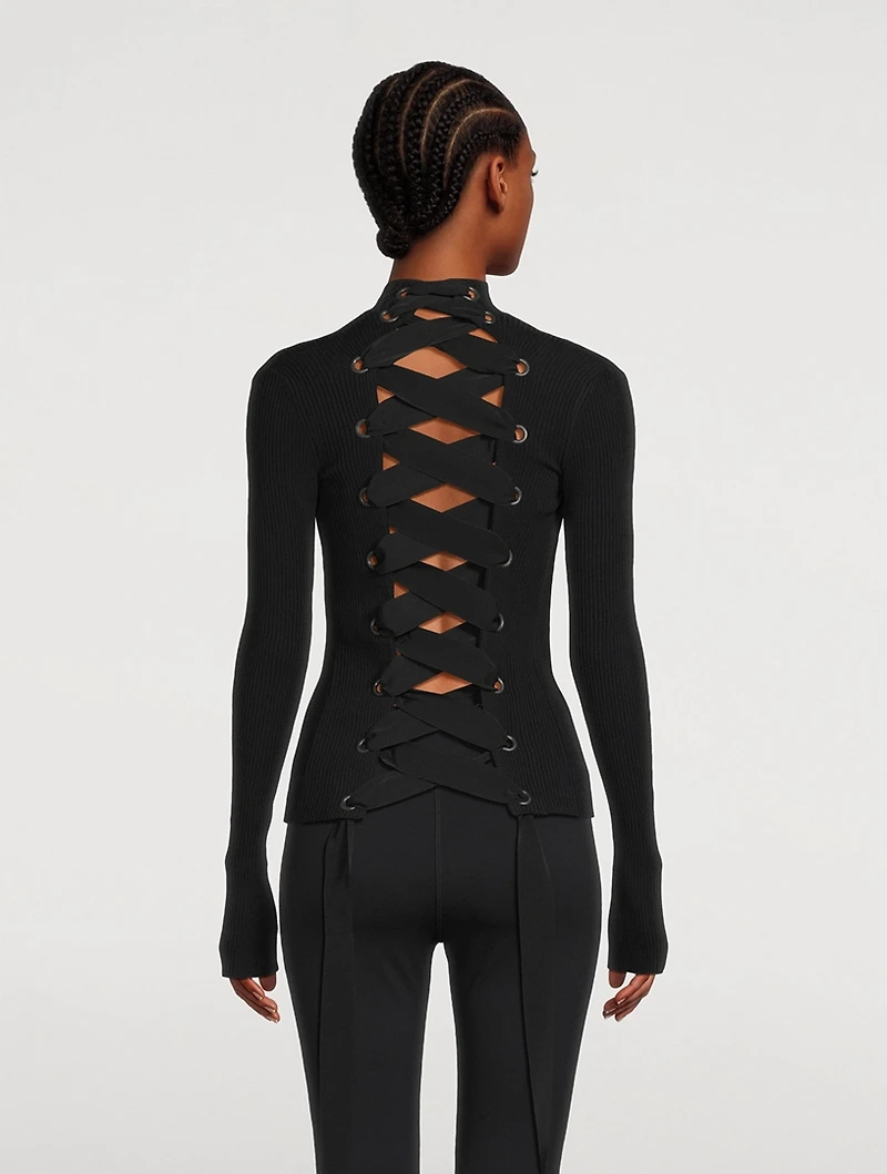 Lace-Up Sweater