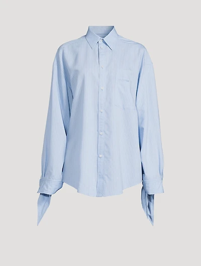 Tie-Cuff Shirt Stripe Print