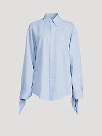 Tie-Cuff Shirt Stripe Print