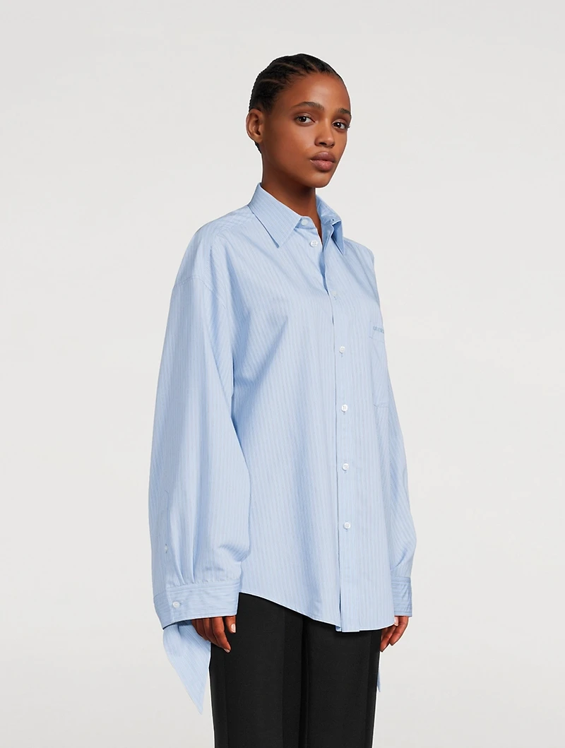Tie-Cuff Shirt Stripe Print