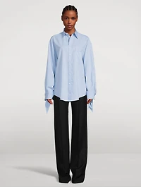 Tie-Cuff Shirt Stripe Print
